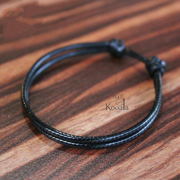 Gelang Hitam Polos Tali Korea / Gelang Simpel Hitam