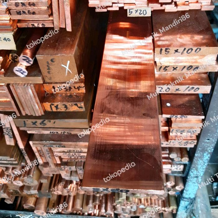 Plat strip Busbar Tembaga 5mm x 15mm x 500mm Tembaga murni import