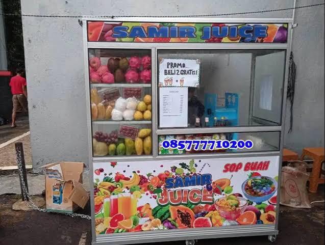 Gerobak Aluminium Jus Murah Kuat Gratis Branding Alumunium