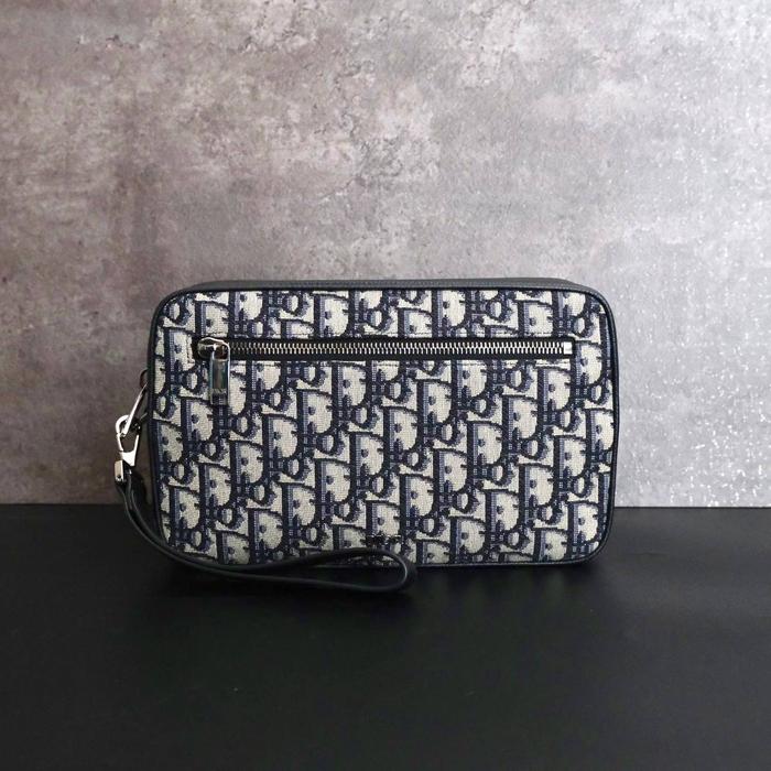 CHRISTIAN DIOR POUCH KASAI IN BEIGE BLUE OBLIQUE CANVAS