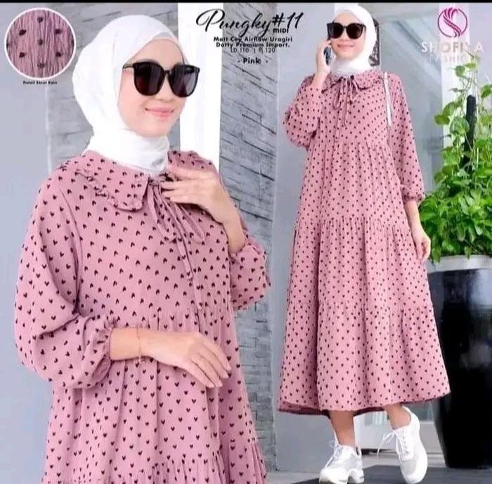 MIDI PUNGKY CRINGKLE AIR FLOW MOTIF/GAMIS SUSUN KEKINIAN WANITA