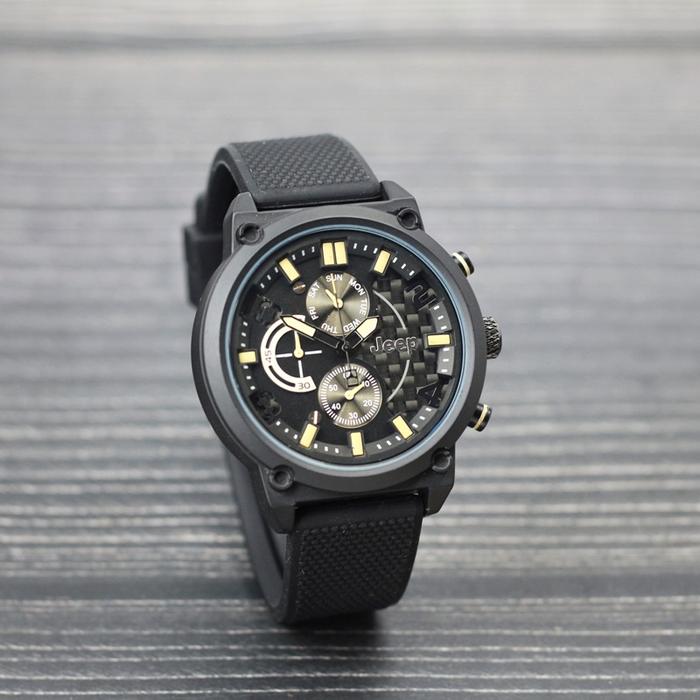 Jam tangan pria fashion Jeep tali rubber chrono aktif