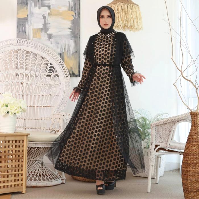 GAMIS BROKAT PESTA MEWAH TILE|GAMIS SPARKEL MUTIARA BROKAT TILE MEWAH
