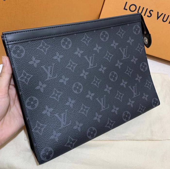 Original - LV Louis Vuitton Pochette Voyage MM Monogram Eclipse Clutch