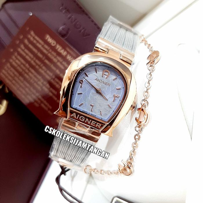 JAM TANGAN WANITA AIGNER CREMONA A115264 SILVER ROSEGOLD BLUE ORIGINAL