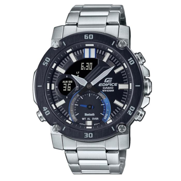 EDIFICE ECB-20DB-1ADF - Jam Tangan Pria DualTime ORIGINAL - Silver