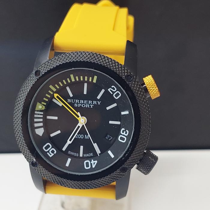 JAM TANGAN PRIA BURBERRY YELLOW RUBBER BAND