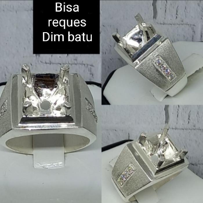 Cincin emban perak 925 Hendmade model Mangkok kotak Simpel