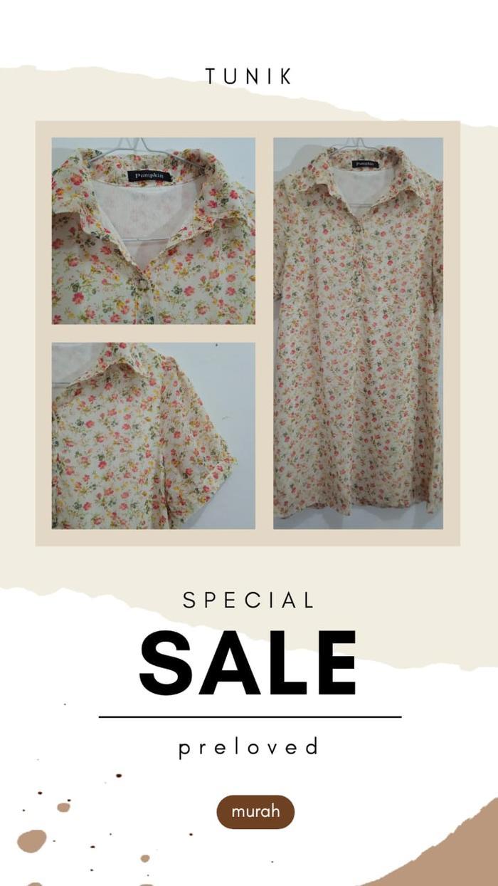 Baju Tunik bunga, Baju preloved tunik, Baju cantik medan