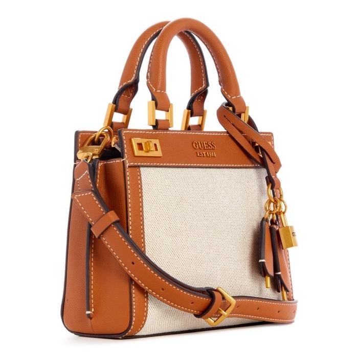 Guess Original Counter Tas Mini Katey Luxury Satchel Cognac