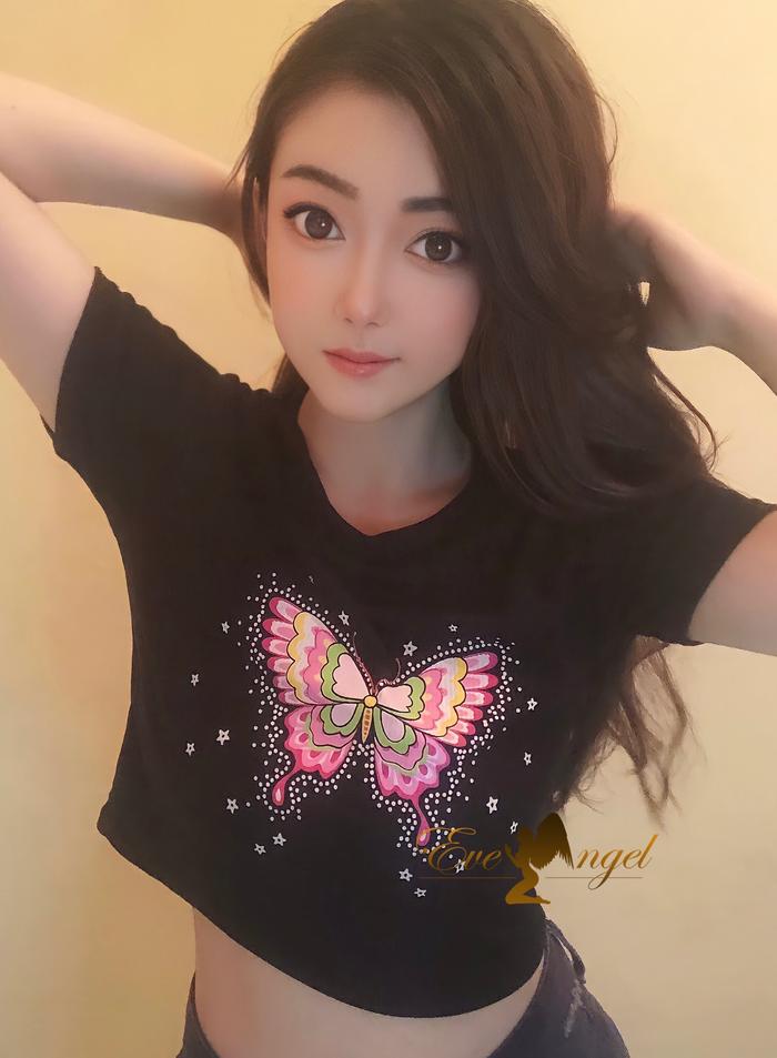 AGEHA Crop Top | kaos sablon crop top kupu-kupu