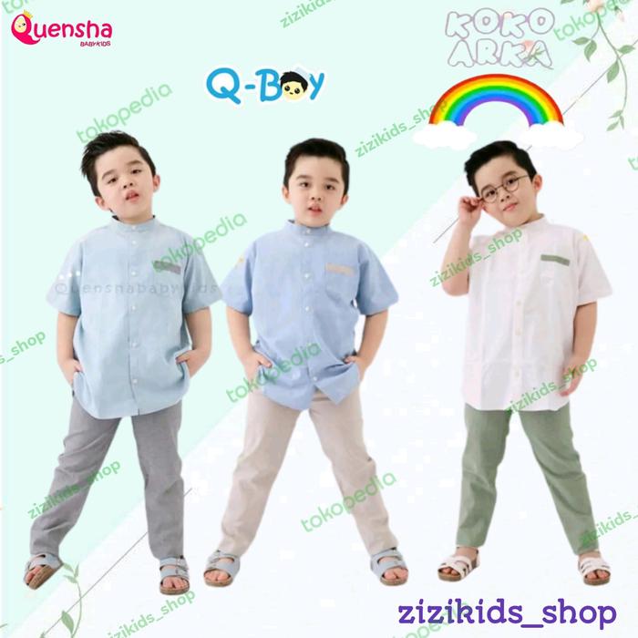 Set Celana Koko Anak Laki-laki Lengan Pendek Arka Qboy 2-8 Tahun