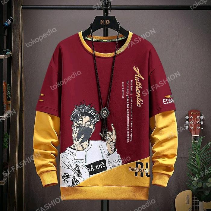 sweater lengan panjang pria korea - L