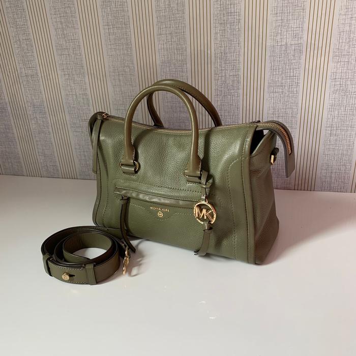 Sale preloved Michael Kors Carine Leather Satchel Bag Purse in Army