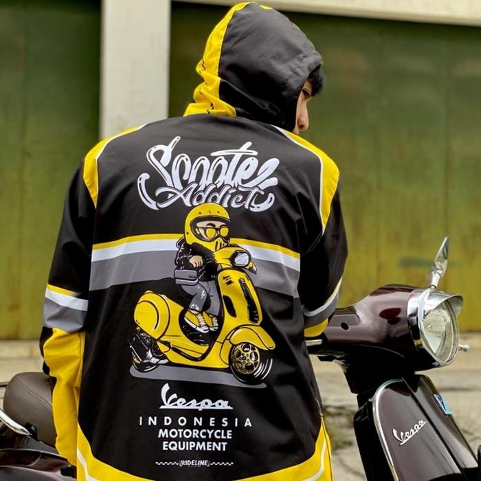 JAKET VINTAGE VESPA MATIC SCOOTER ADDICT RIDELINE HOODIE SUNMORI
