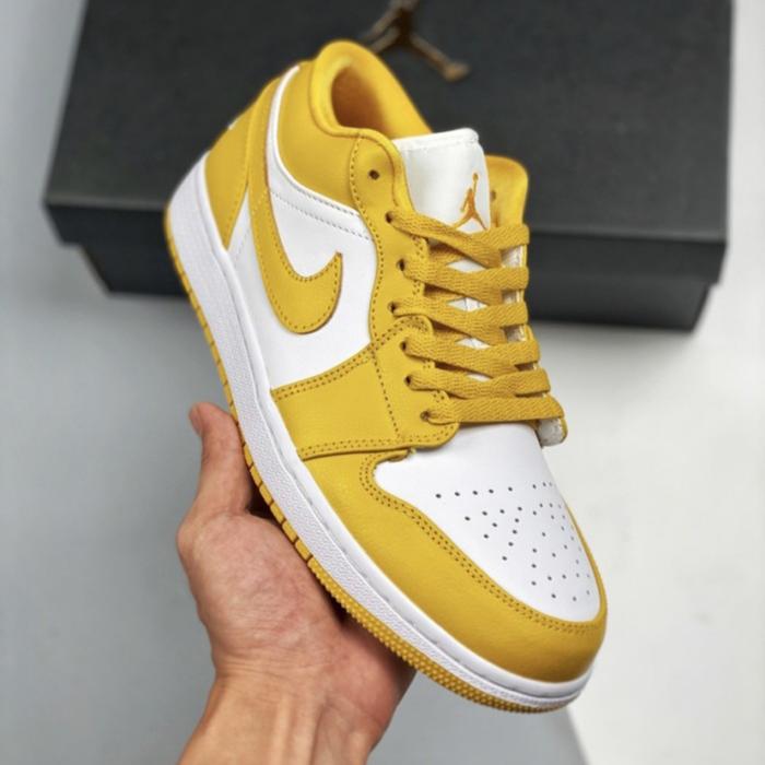 NIKE AIR JORDAN 1 LOW MUSTARD POLLEN ORIGINAL SNEAKERS