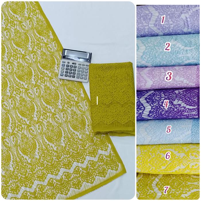 Kain brokat semi prancis Bahan brukat kebaya brukat Tile bordir