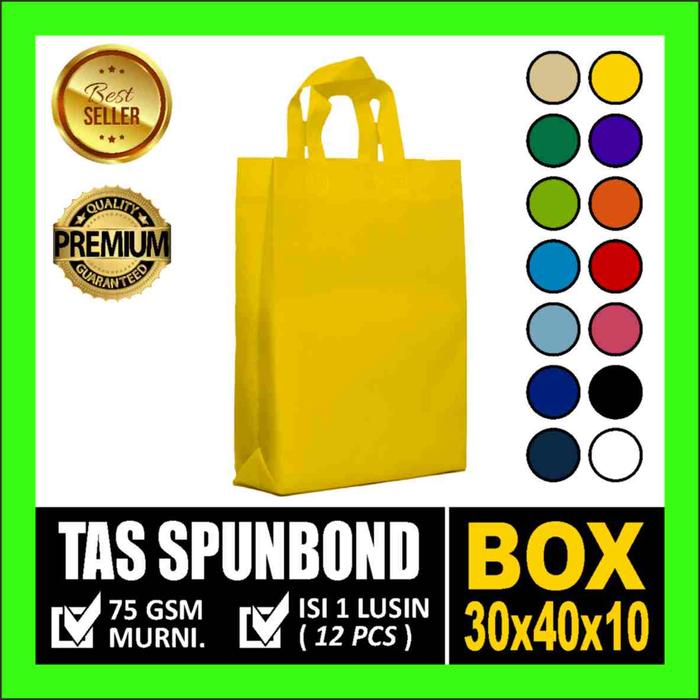 TAS KANTONG LIPAT SPUNBOND 75grm BOX 30x40x10 - Kuning / LUSIN