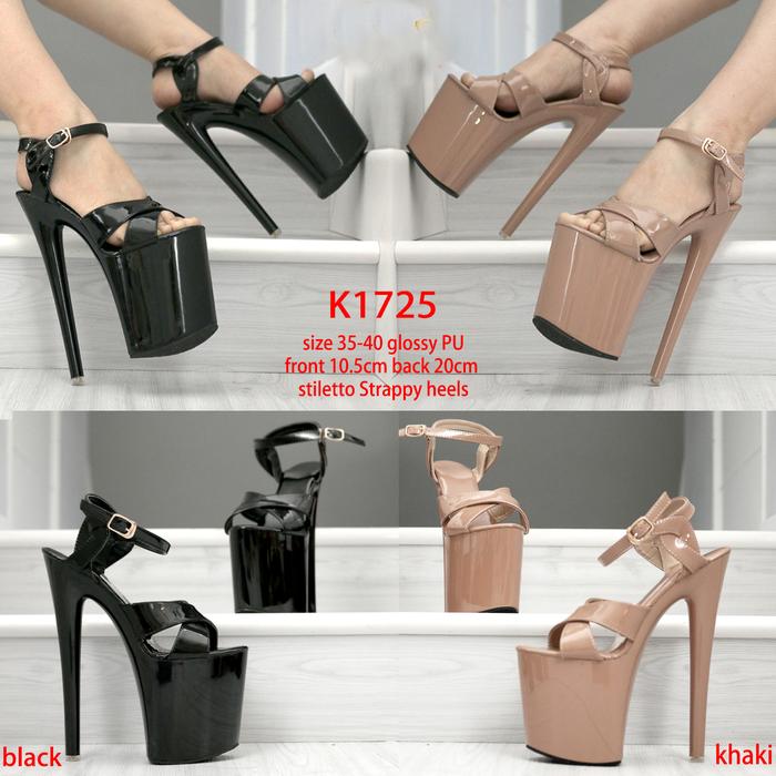 Heels 20cm Hitam Khaki - Sepatu Heels Stiletto 20cm KY1725