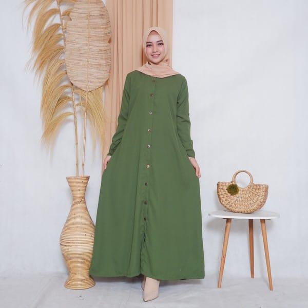 Gamis outfit Terbaru | Gamis Wanita Polos | Outer Gamis Tali Pinggang | Outer Polos Full Kancing