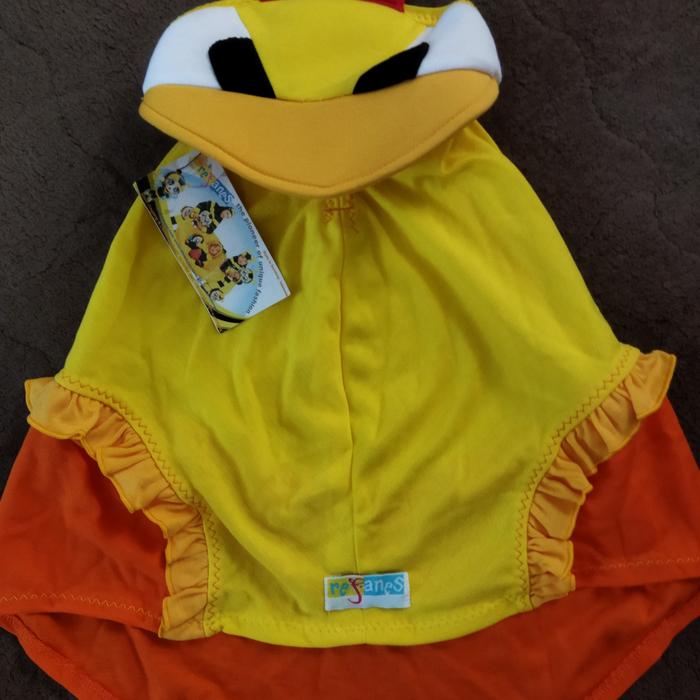 jilbab anak bayi lucu merk refanes karakter ayam warna kuning orange
