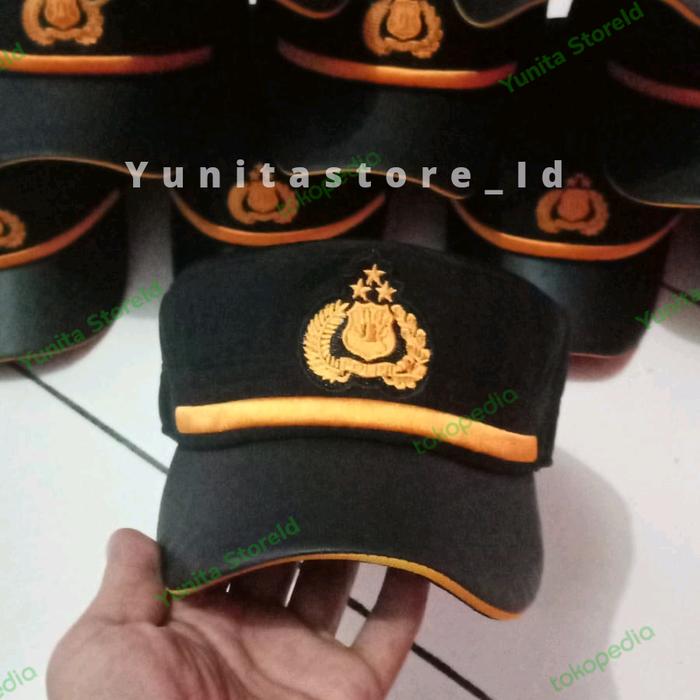 field cap pilkep pama polri bahan kain halus lidah topi kulit topi Pdl