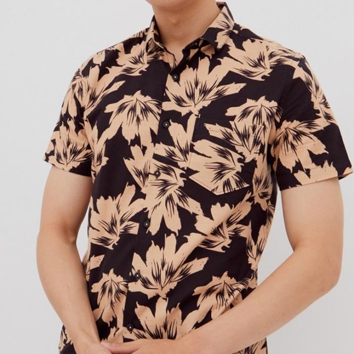 MENSTOP kemeja pria lengan pendek motif modern Fit PHOENIX