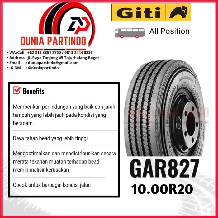 BAN Truck dan Bus 10.00 R20, GITI GAR827 ,Chat Untuk Diskon Harga&Stok