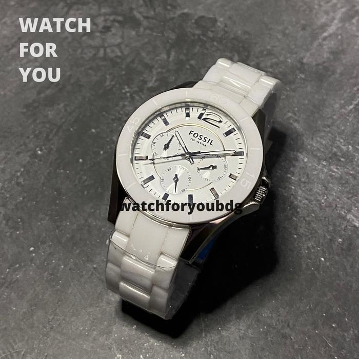 fossil CE1002 Jam Tangan Kuarsa Keramik Putih Wanita