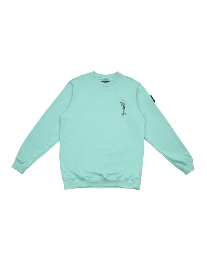 W.ESSENTIELS X NEVER TOO OLD SWEATER SQUIDWARD TYPE DUE CREWNECK