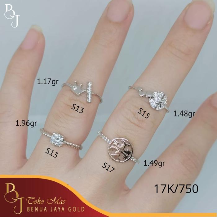 Cincin Fashion Emas Putih 17K/750