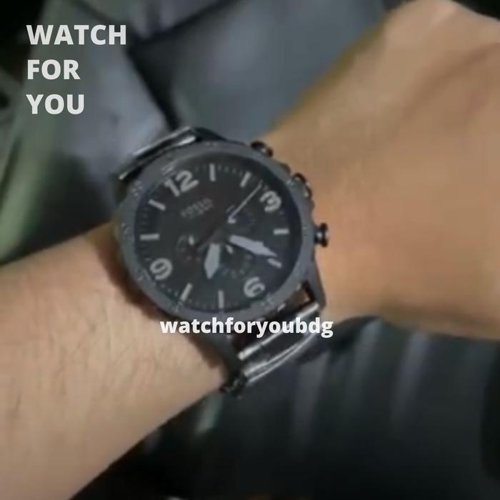 Jam Tangan Pria Fossil JR1401 Nate Chronograph Black JR 1401 Yes WFY