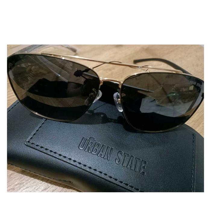 Kacamata Original "URBAN STATE", Polarized Metal Frame Oval Aviator