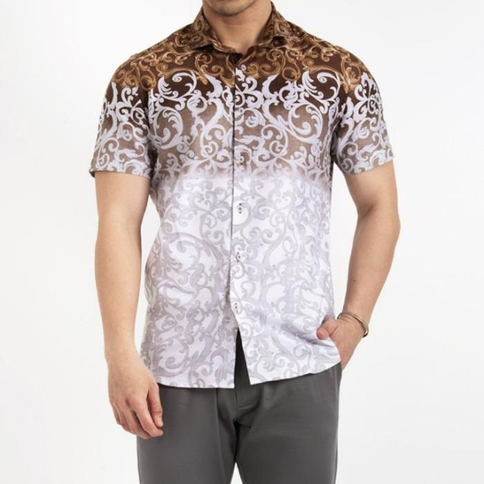 MOC kemeja Batik lengan pendek pria slimfit