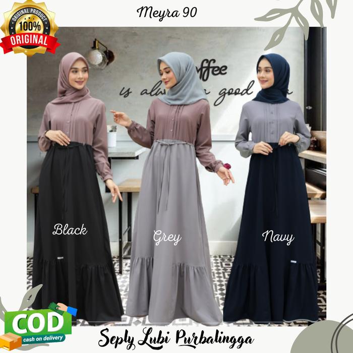 Meyra 90 Gamis Terbaru Black Navy Grey Dari Seply | Seply Lubi PBG