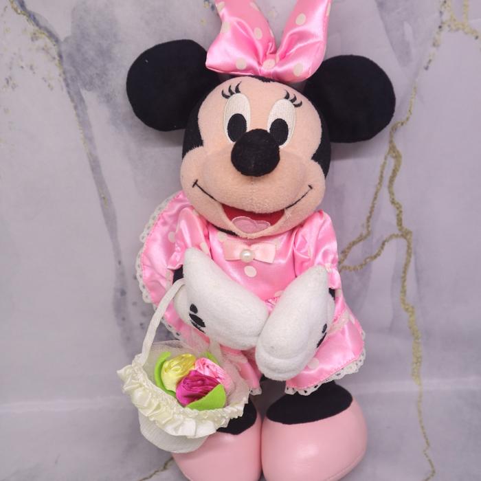 Boneka minnie mouse flower bucket Ntt original disney jepang