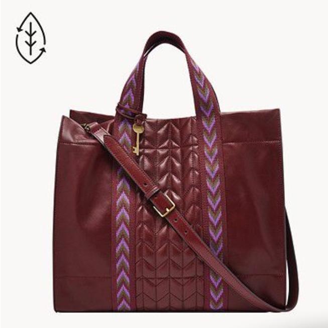 Fossil Carmen Tote Bag Wine Nwt