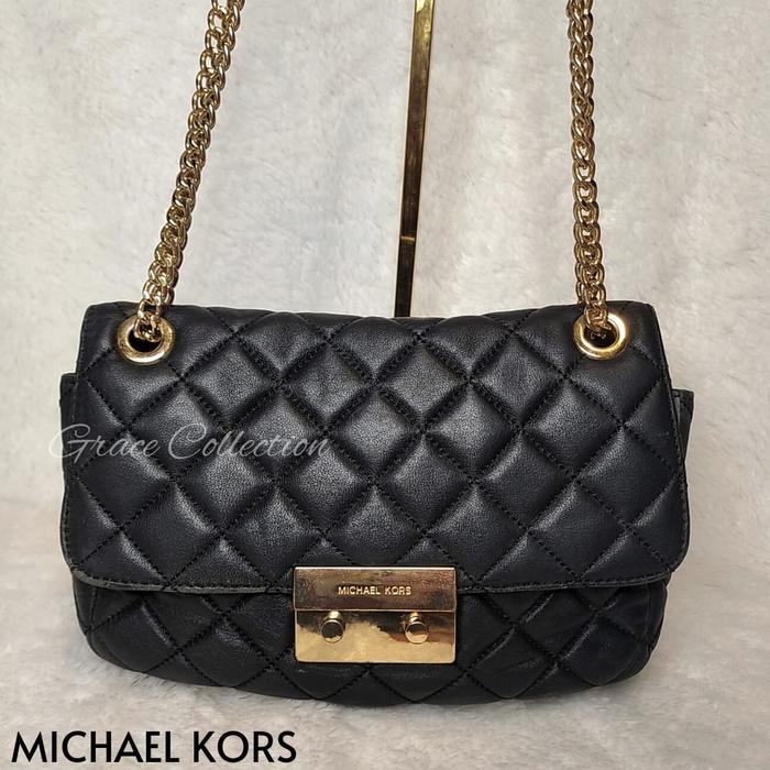 TAS WANITA BRANDED ORIGINAL - MK SLOAN QUILTED LEATHER SHOULDER BAG L