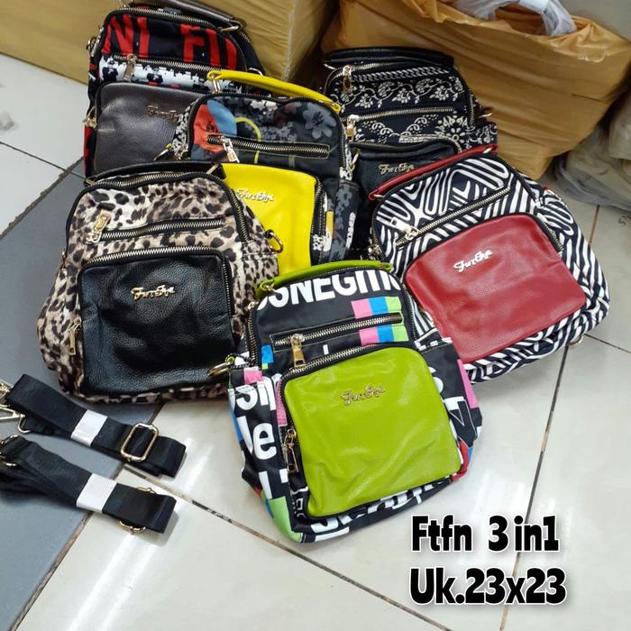 TAS FASHION CORAK FTFN 3IN1 3 IN 1 RANSEL 3 FUNGSI