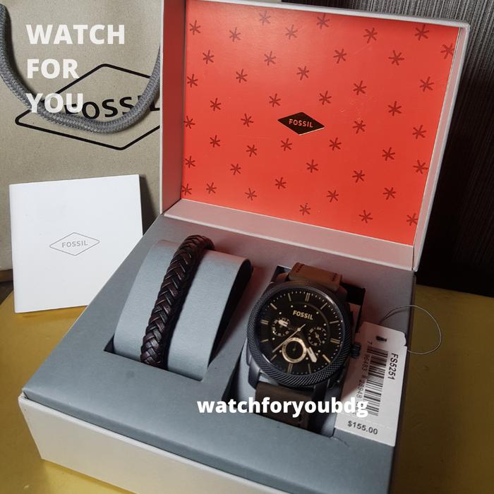 Jam Tangan Pria Fossil FS 5251 FS5251 + Gelang Set Original Yes WFY