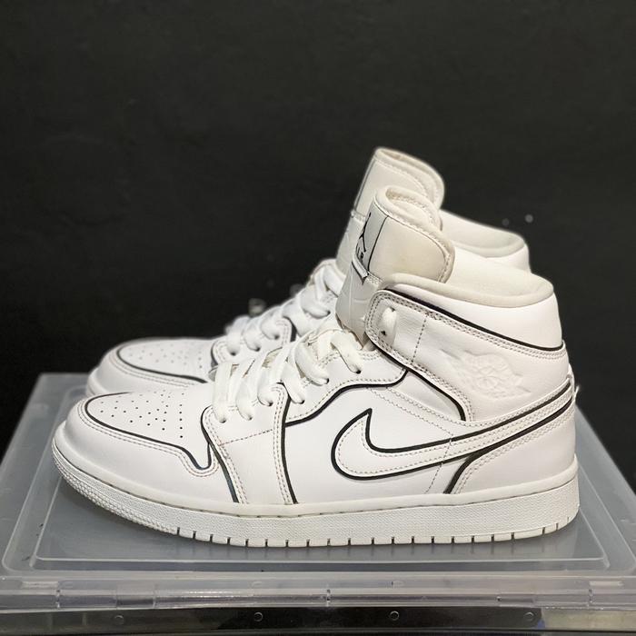 AIR JORDAN 1 MID IRIDESCENT REFLECTIVE WHITE AUTHENTIC SNEAKERS 100%