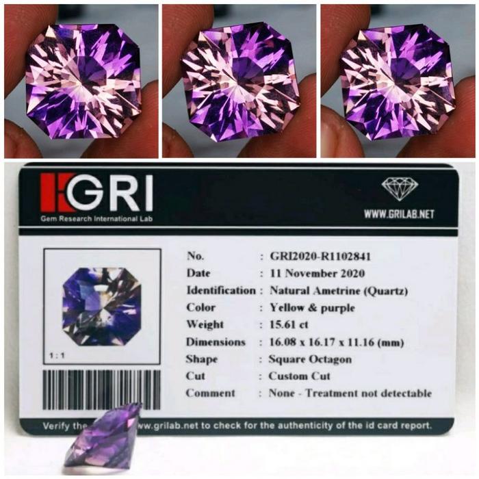 BATU PERMATA NATURAL PURPLE AMETRINE +MEMO GRI