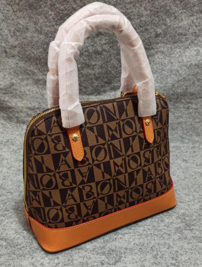 Tas bonia original bahan kulit motif monogram model alma