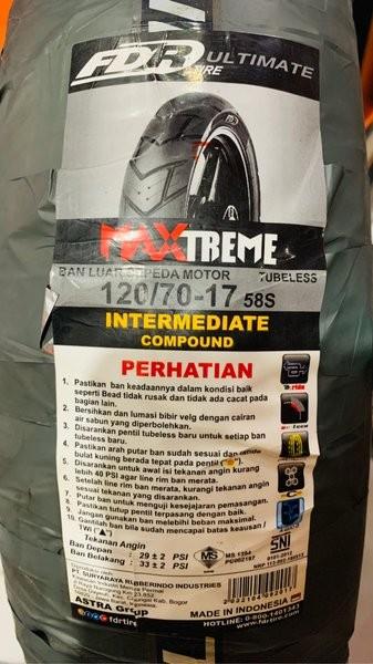 Paketan Ban FDR MAXTREME 120/70-17 & 140/70-17 MAXTREME TUBELESS