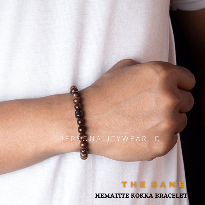 Gelang Kesehatan Kayu Kokka Batu Hematite Badar Besi ASLI Pria Wanita