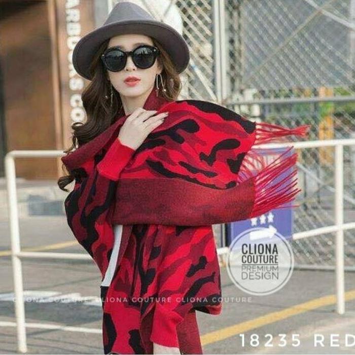 Cliona Couture Premium Ponco, Outer rajut Premium Import