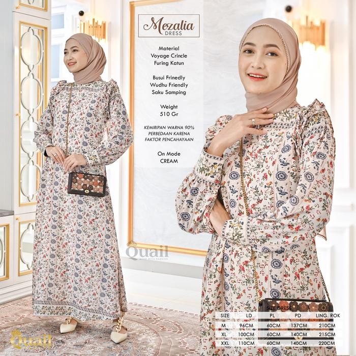 MEZALIA Daily Midi Dress Gamis Quail Hijab Voyage Crincle Furing Katun