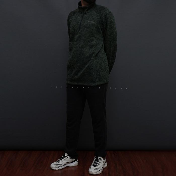 JAKET EDDIE BAUER 1/4 ZIP SOFT COTTON DARK GREEN LIGHTWEIGHT ORIGINAL