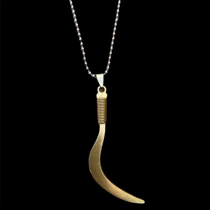 Kalung Titanium Pria Wanita Liontin Model Celurit