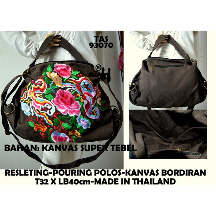 Tas tenteng dan selempang bordir bunga Thailand oleh-oleh Bangkok
